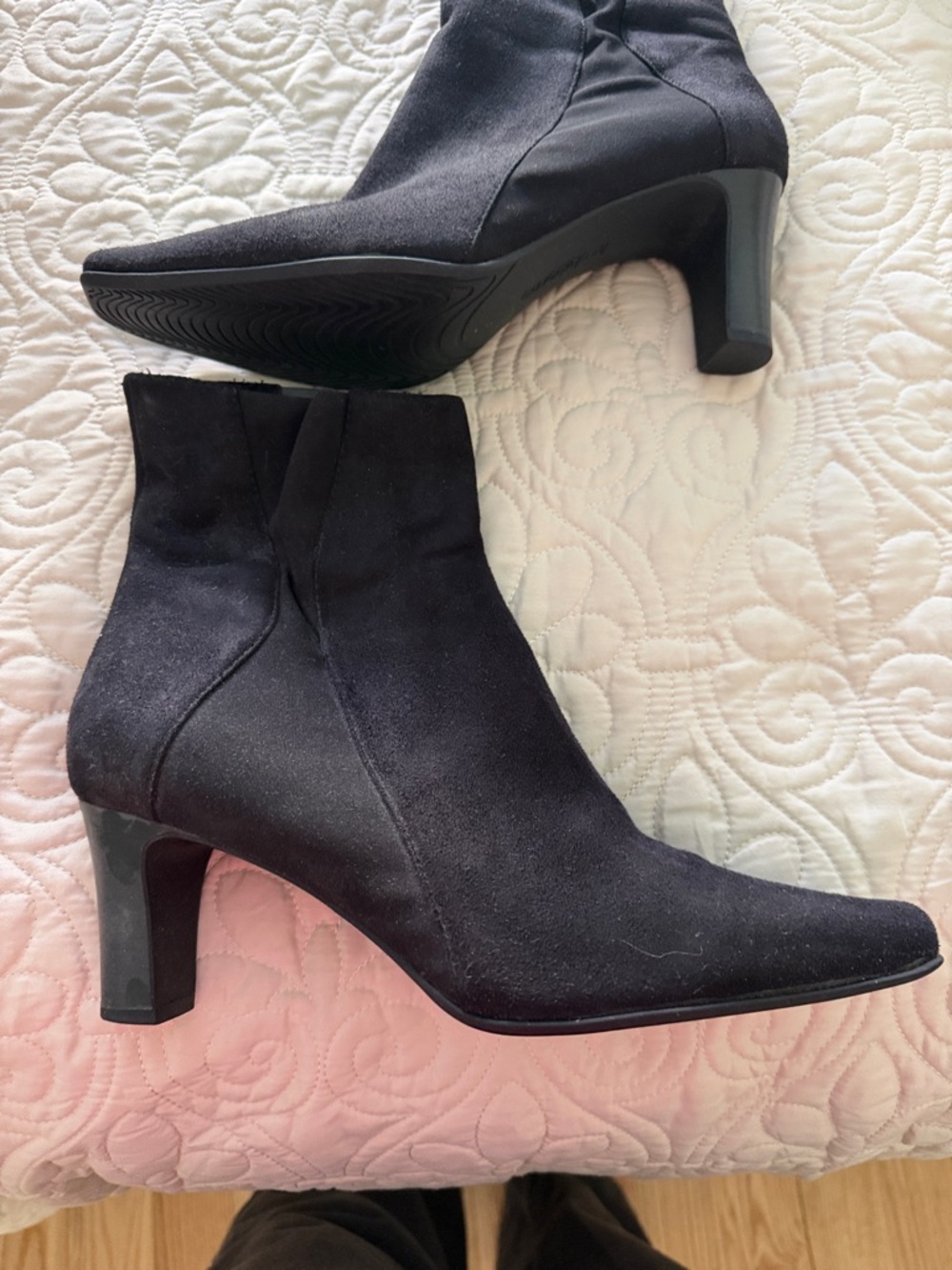 Liz Claiborne  Black Suede Mid-Heel Ankle Booties